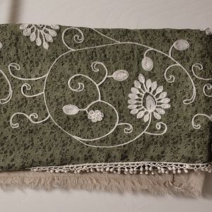 Sage Green & Creme Infinity Scarf